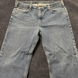 Carhartt Jeans Mens 40x32 Blue Straight Fit Denim Workwear Pants B480 DVB